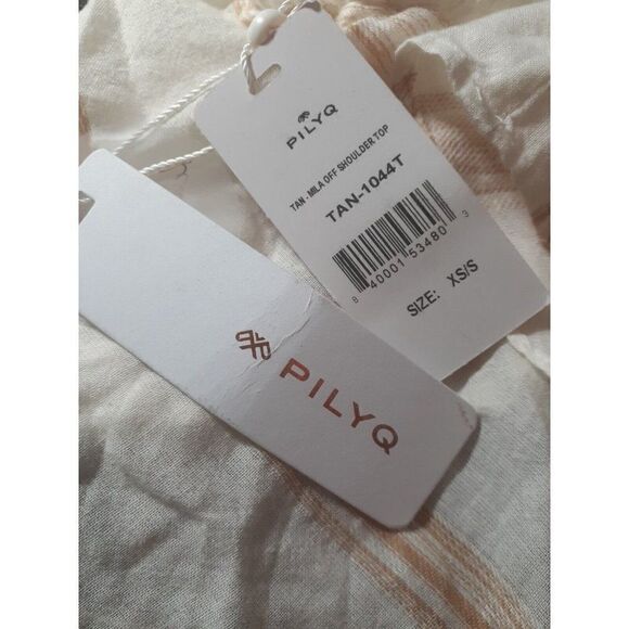 PILYQ Top Tub Crop Size XS/S Ivory Beige Ruffle Cotton Mila Strapless‎ - Picture 7 of 8